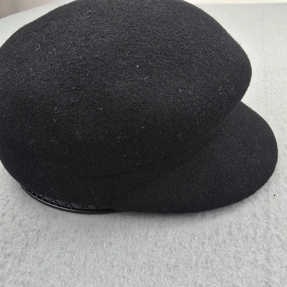 Mossimo Wool Felt Newsboy Cap Unisex OS Black Sweatband Baker Boy Cabbie Hat